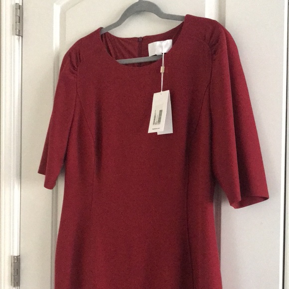 NWT HUGO BOSS Daletana Soft Twill Dress Dark Red Color - Picture 7 of 8